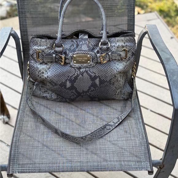 Michael Kors Gray Python Print Women's Bag - Picture 1 of 14